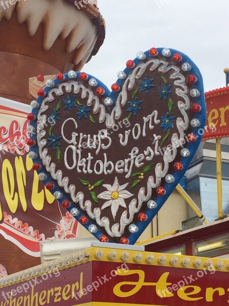 Oktoberfest Heart Greeting Folk Festival Gingerbread Heart