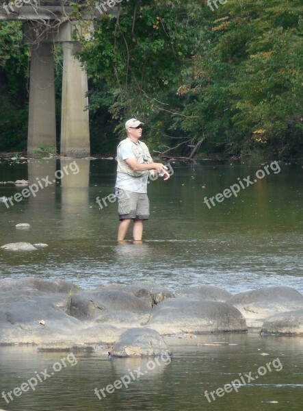 Fisherman River Fishing Water Nature