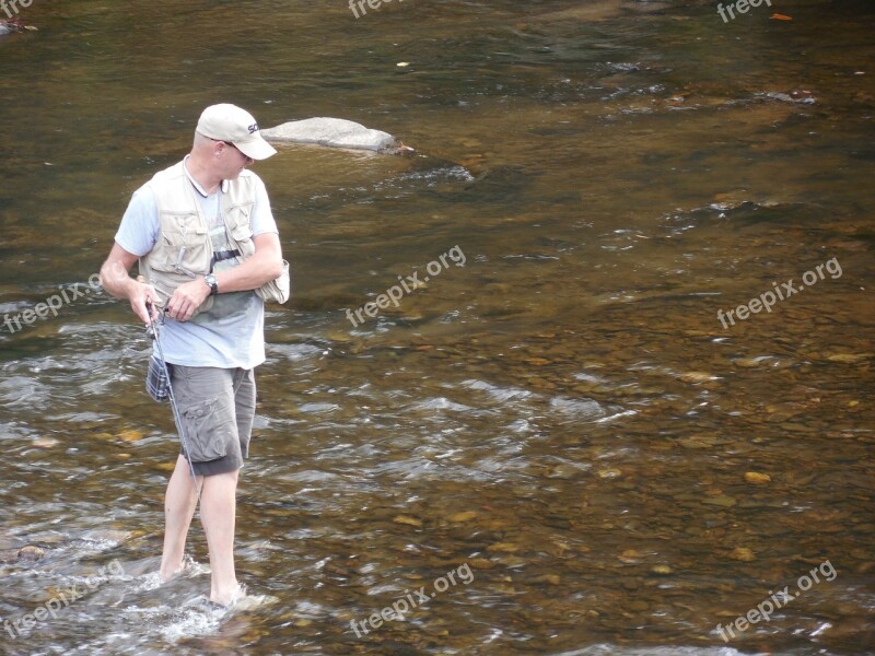 Fisherman River Fishing Water Nature