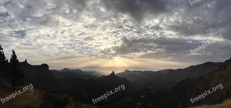 Roque Bentayga Gran Canaria Mountains Nature Landscape