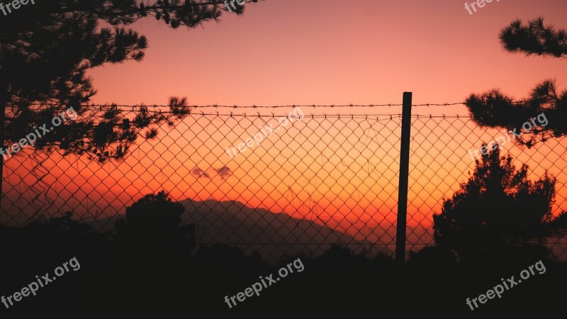 Sunset Colorful Sky Landscape Nature