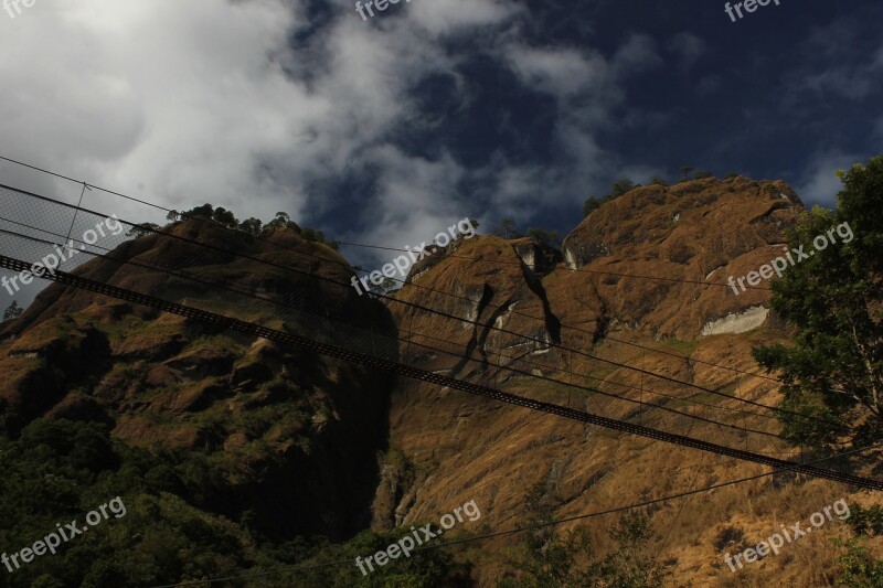 Mountain Bridge Nature Sky Rock