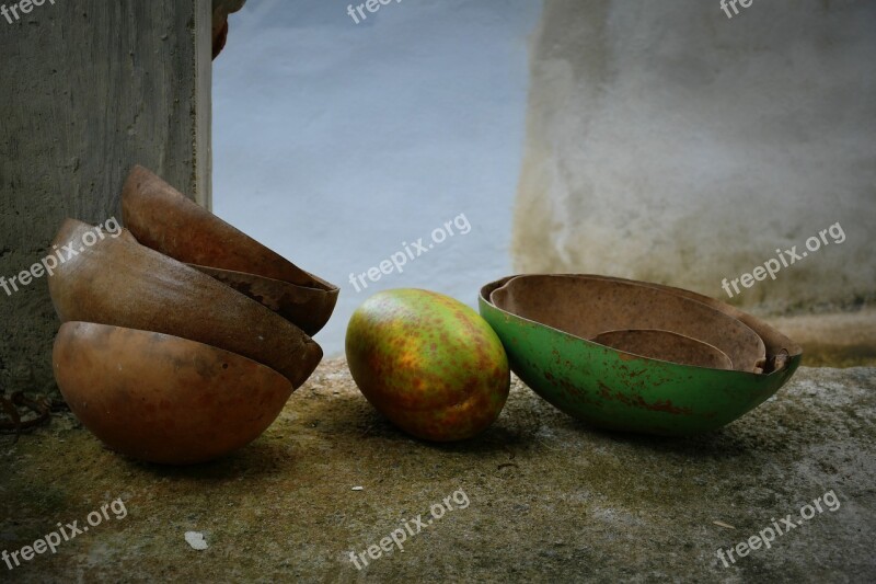 Fruit Green Indian Plates Old