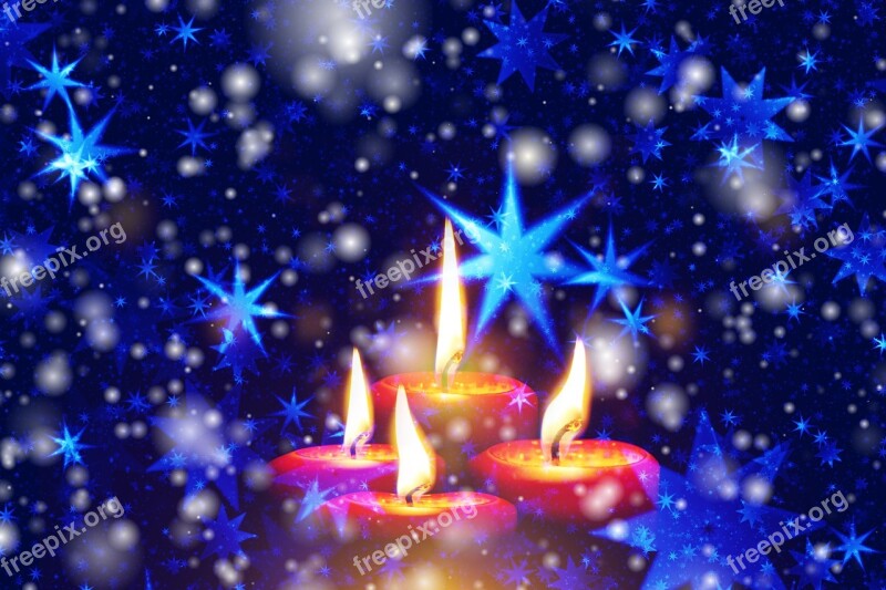 Candles Advent Christmas Star Christmas Card