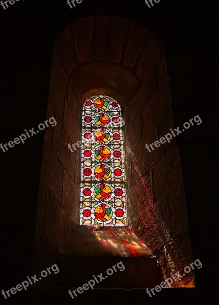 Church Romanesque Tainted Glass Window Light