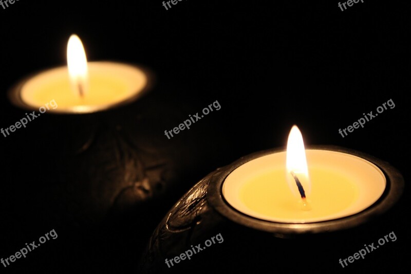 Candles Tealights Flame Light Dark