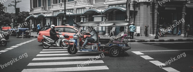 Tuk Tuk Street Thailand Vehicle Transportation