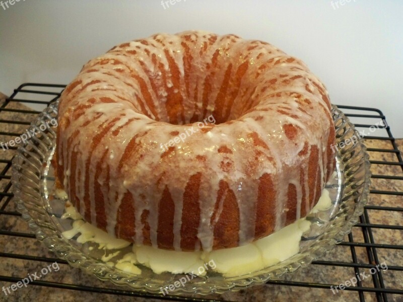 Cake Orange Cake Iced Sweet Vanilla Cake