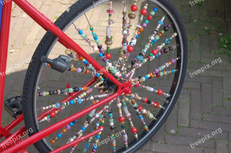 Bicycle Beads Art Rear Wheel