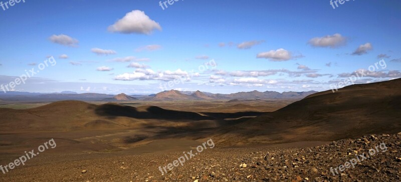 Highlands Mountains Iceland Landscape Clouds