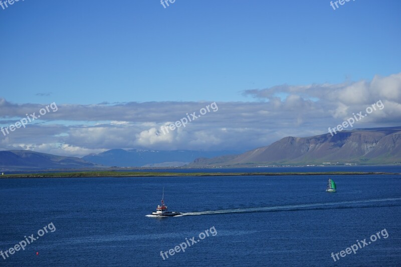 Bay Reykjavik Panorama Iceland Tug