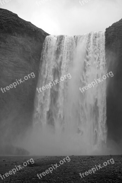 Waterfall Iceland Enormous Skogafoss Impressive