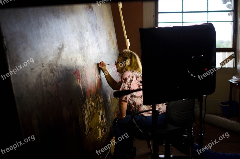 Woman Painting Art Female Canvas