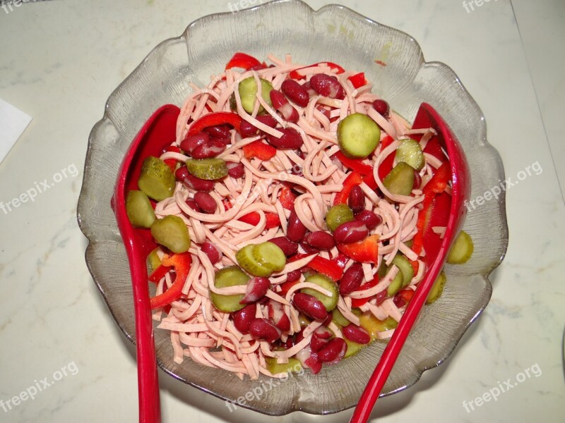 Colorful Sausage Salad Dinner Refrigerator Sour