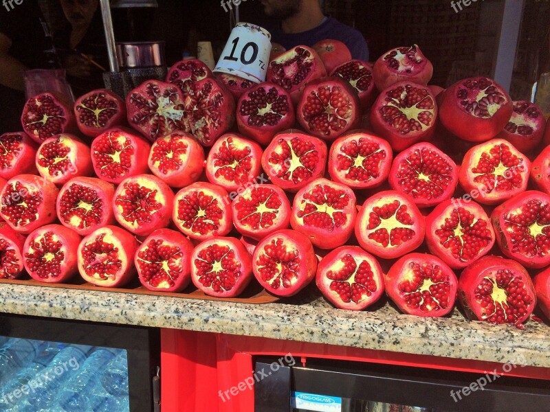 Pomegranates Fruit Cart Turkish Market Free Photos