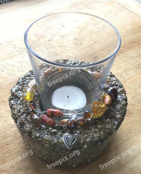 Windlight Concrete Beads Candle Disc