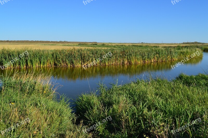 Creek Water Prairie Sky Saskatchewan