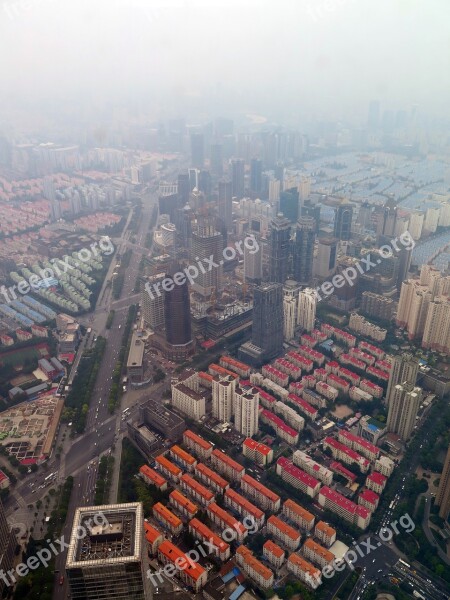 Shanghai Skyline Smog Skyscrapers China