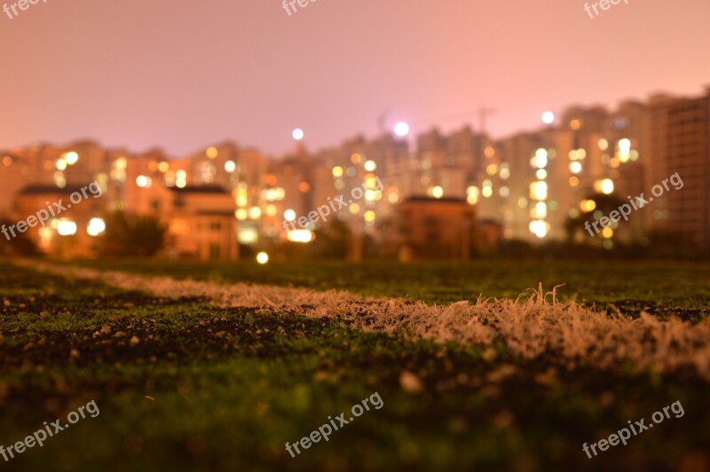 Night View The Scenery Football Field Light Aperture