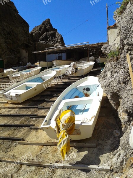 Boats Jetty Blue Yellow Sky