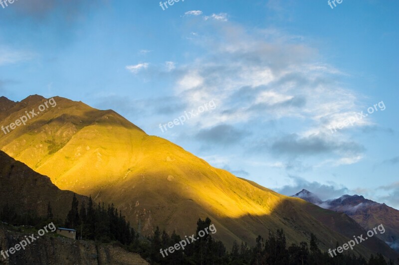 Mountain Sunset Blue Sky End Of Afternoon Blue