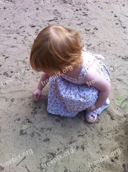 Child Playing In The Park Blonde Sand Little Girl