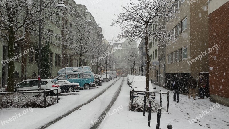 Snow Winter City Cologne Deutz