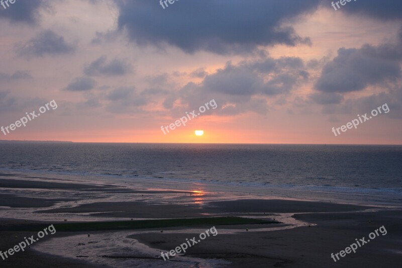 Landscape Was Normandy Beach Sunset Free Photos