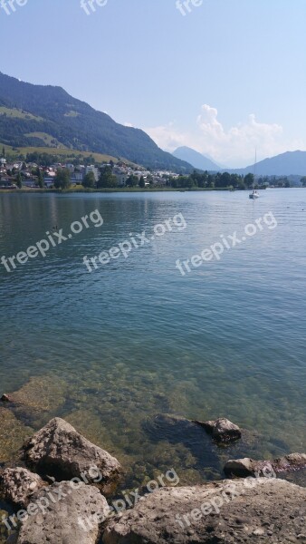 Lake Mountains Travel Stones Sun