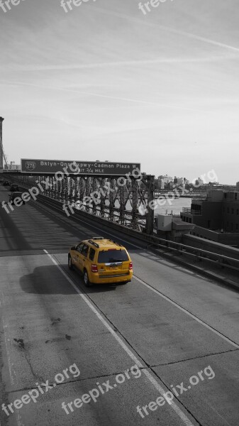 Taxi Bridge Road Black And White City