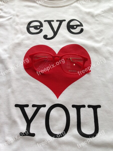 T-shirt Print Heart Glasses Love