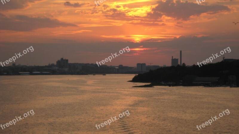 Sunset North Cape Finland Orange Sky Urban Landscape