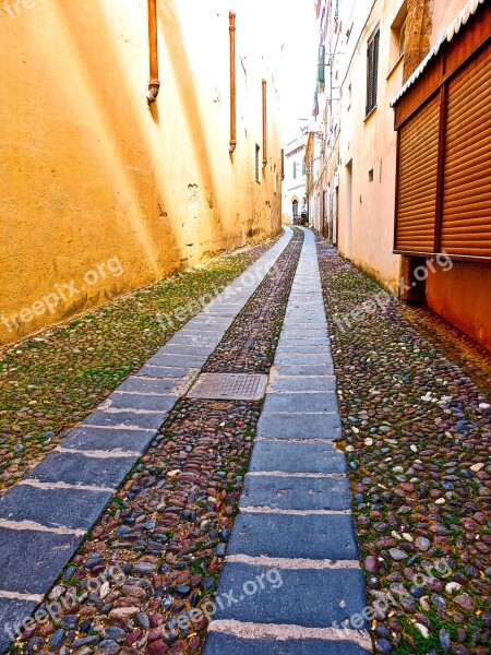 Lane Alghero Narrow Cobblestones Backstreet