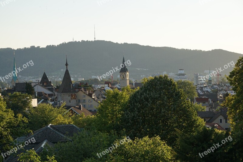 Zurich Historic Center Churches Switzerland Roofs