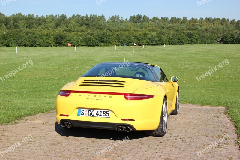 Porsche 911 Targa 4 Sports Car Yellow Free Photos