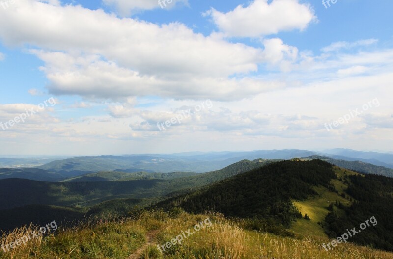 Mountains Sky Clouds Landscape Slopes