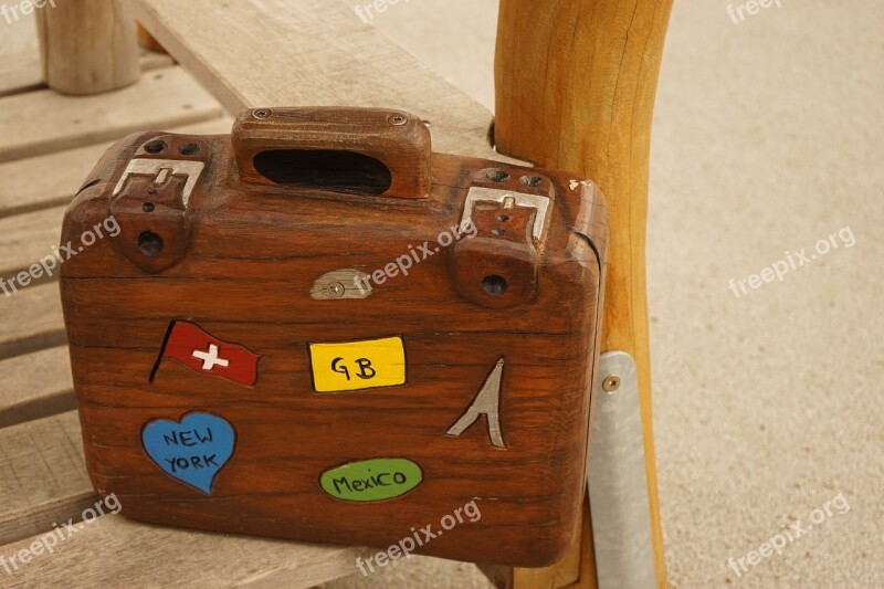 Luggage Wooden Case Colorful Brown Free Photos