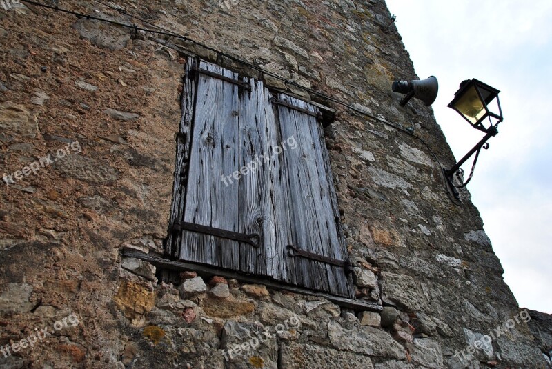 Window Old House Stone Facade Street Lamp