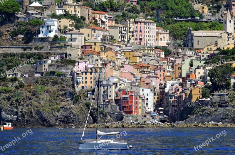 Cinque Terre Boat Houses Colors Rocks