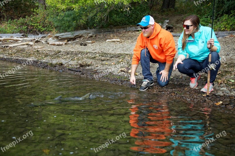 Anglers Man Woman Fishing Catch