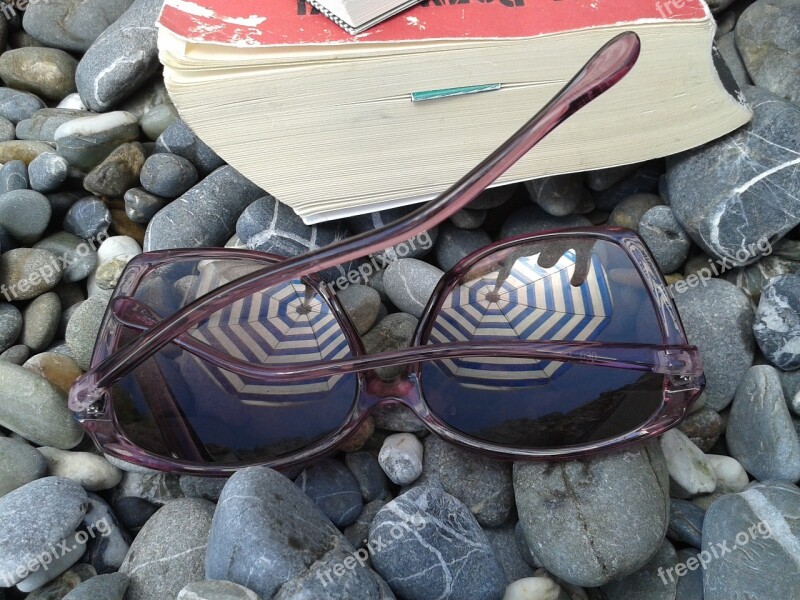 Beach Sunglasses Book Stones Summer