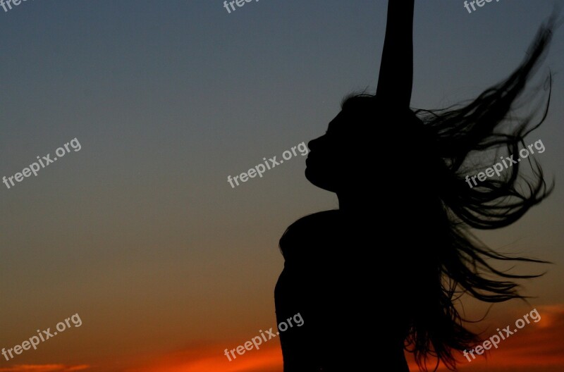 Sunset Girl Shadow Silhouette Long Hair