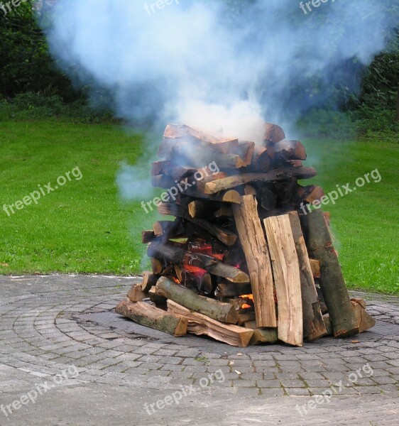 Fire Hot Wood Beech Wood Potato Fire