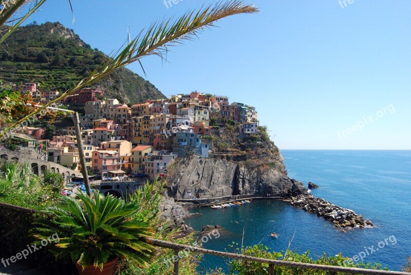 Cinque Terre Manarola Houses Sea Mountain