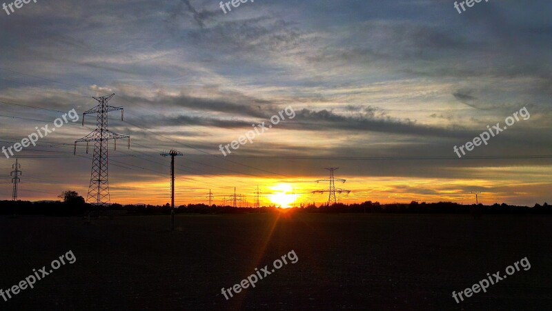 West Czech Vrbné Bavorovice Sunset Evening