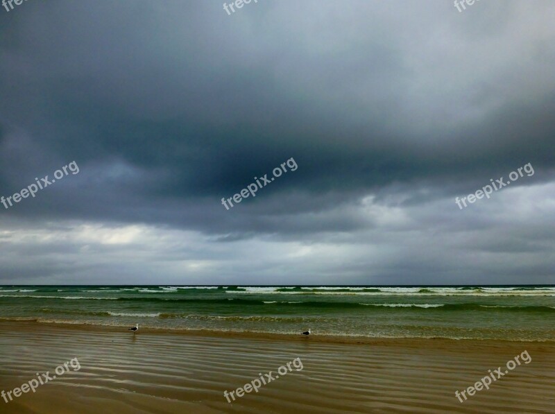 Clouds Sea Ocean Wave Beach