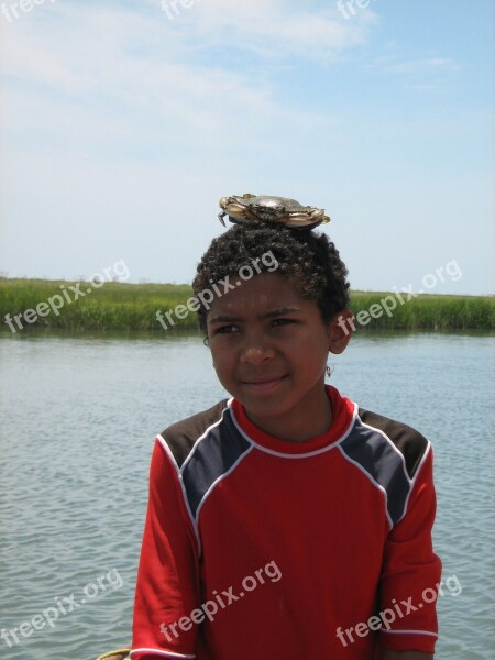 Boy Crab Head Ocean Vacation