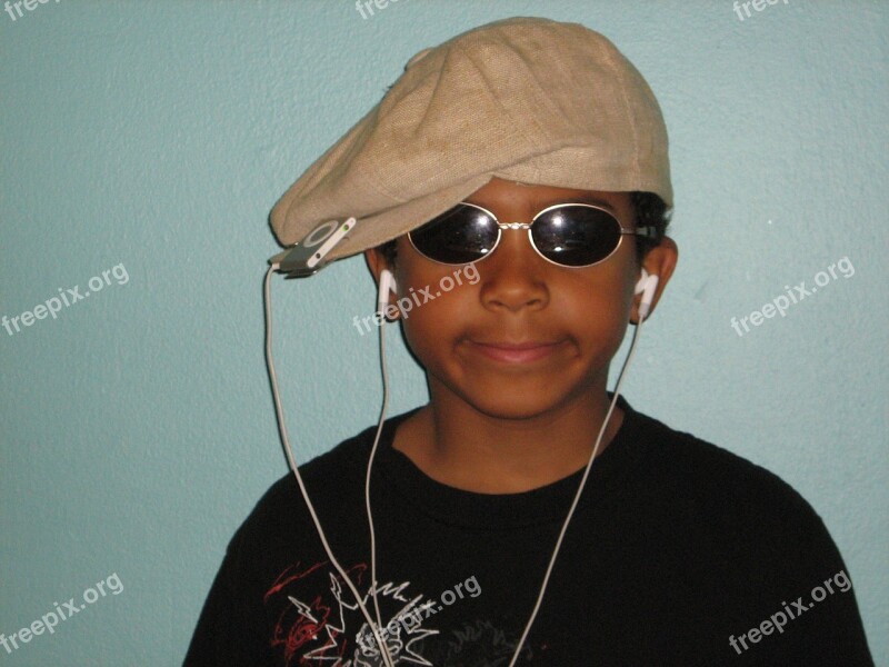 Child Hat Sunglasses Ipod Earphones