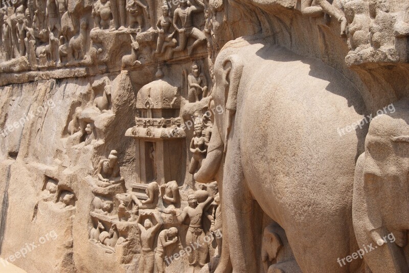 Ancient Architecture Stone Cut Architecture Mamallapuram Travel Monument