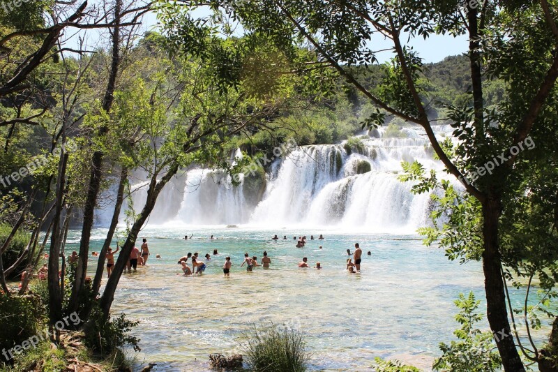 Krka Waterfalls Plitvice Summer Swimming